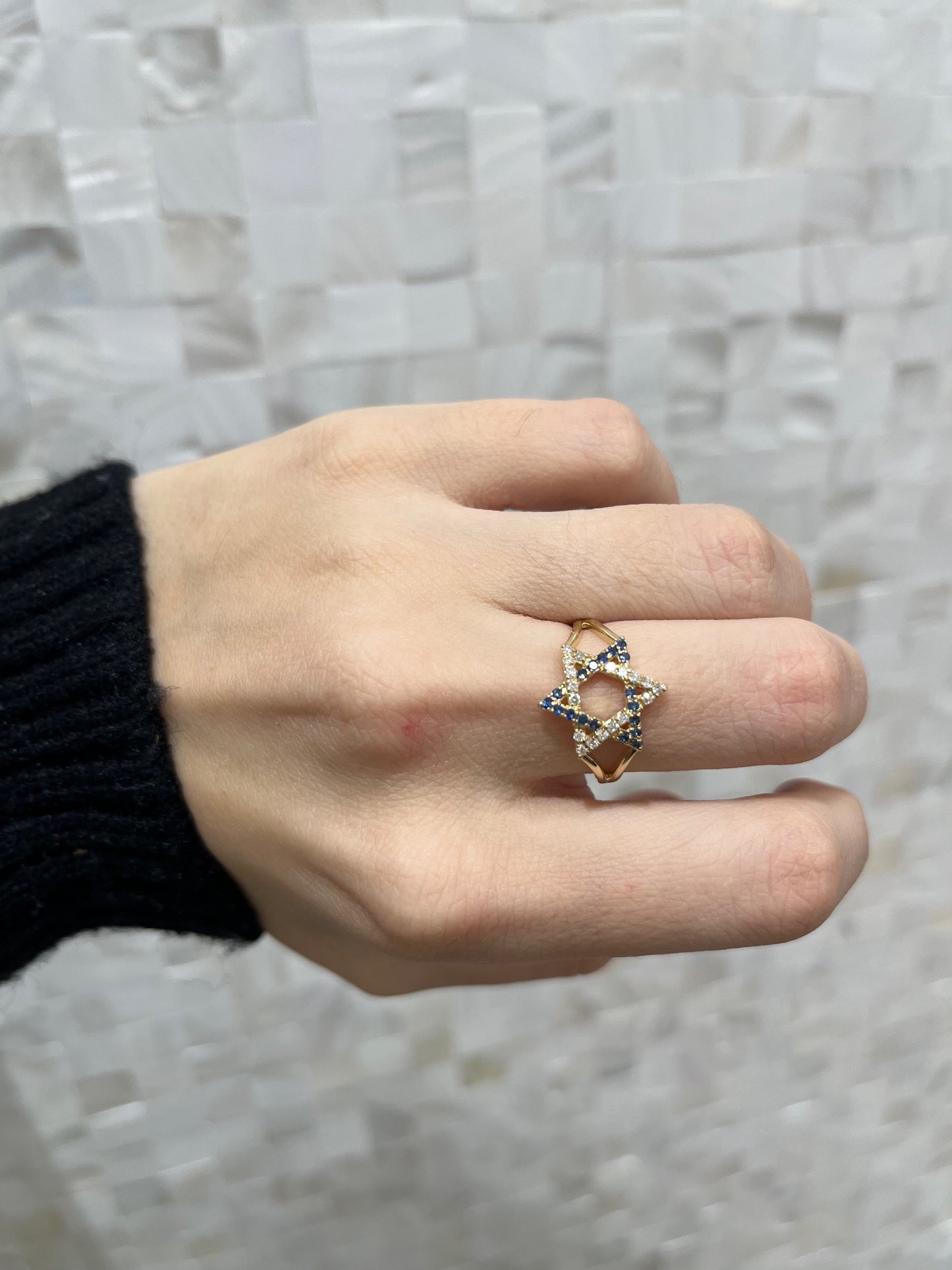 Yellow Gold Two Tone Israeli Star Ring