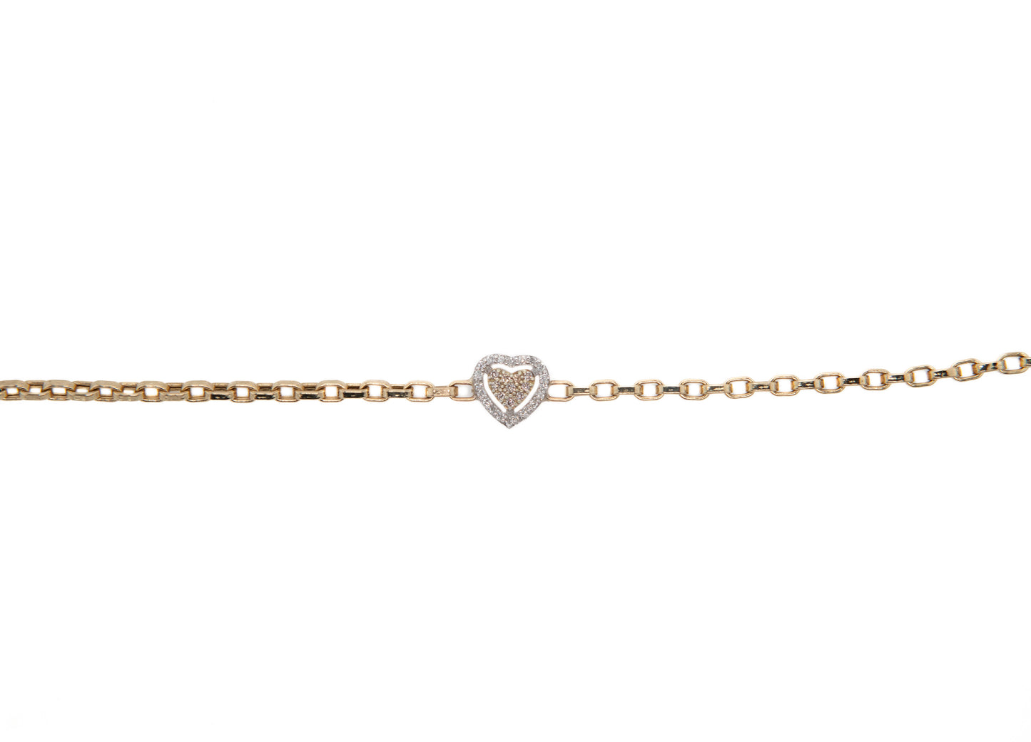 Two Tone Diamond Heart Bracelet