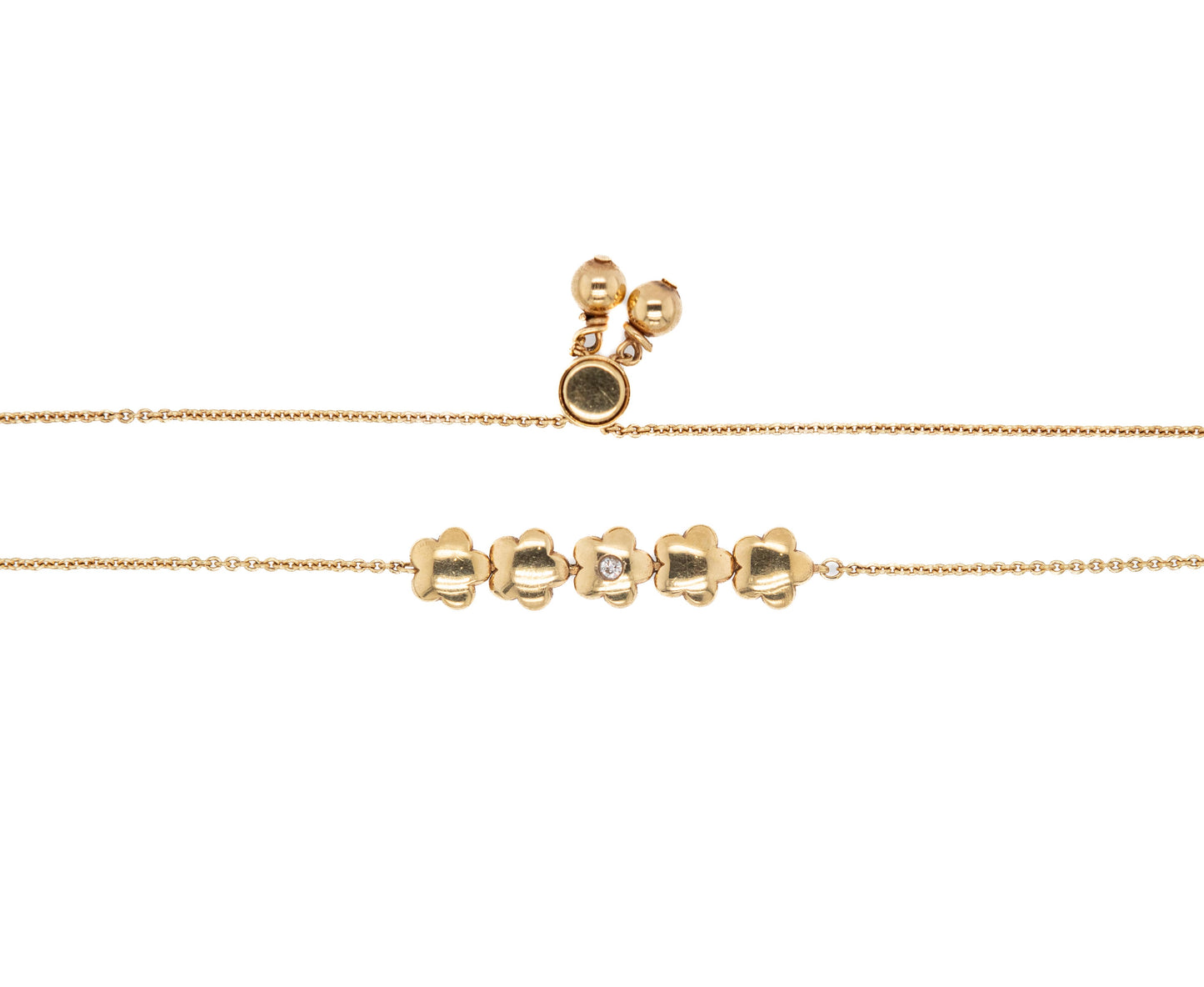 Yellow Gold Flower Adjustable Bracelet