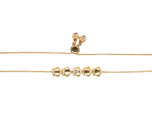 Yellow Gold Flower Adjustable Bracelet