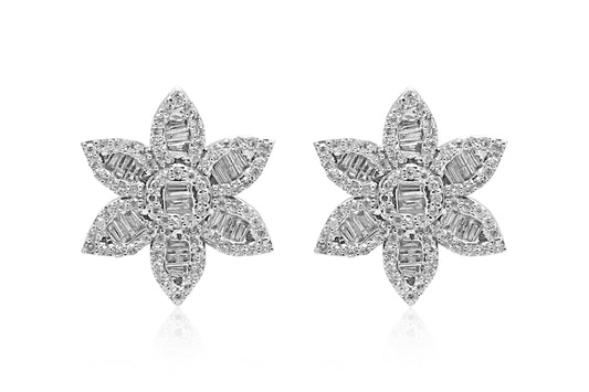 Diamond Flower Studs