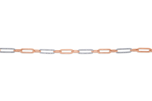 Paperclip Chain and Diamonds Bracelet