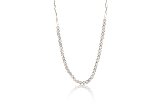 Diamond Paperclip Tennis Necklace