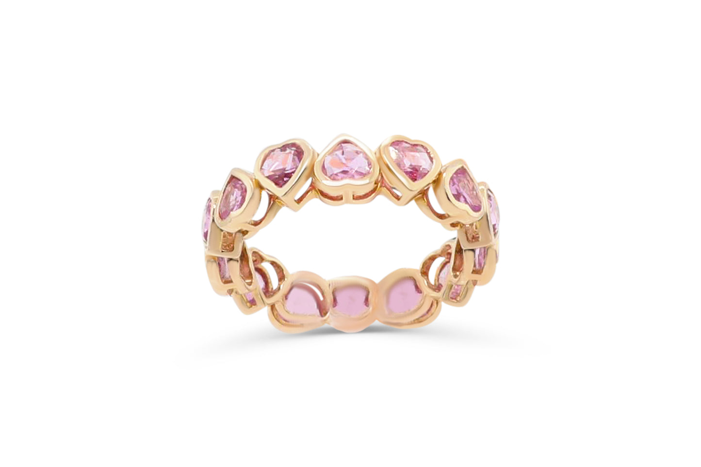 Heart Pink sapphire Eternity Band