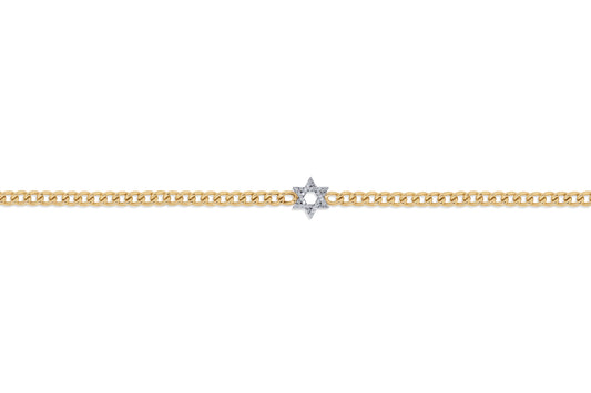 Yellow Gold and Diamond Israeli Star Bracelet