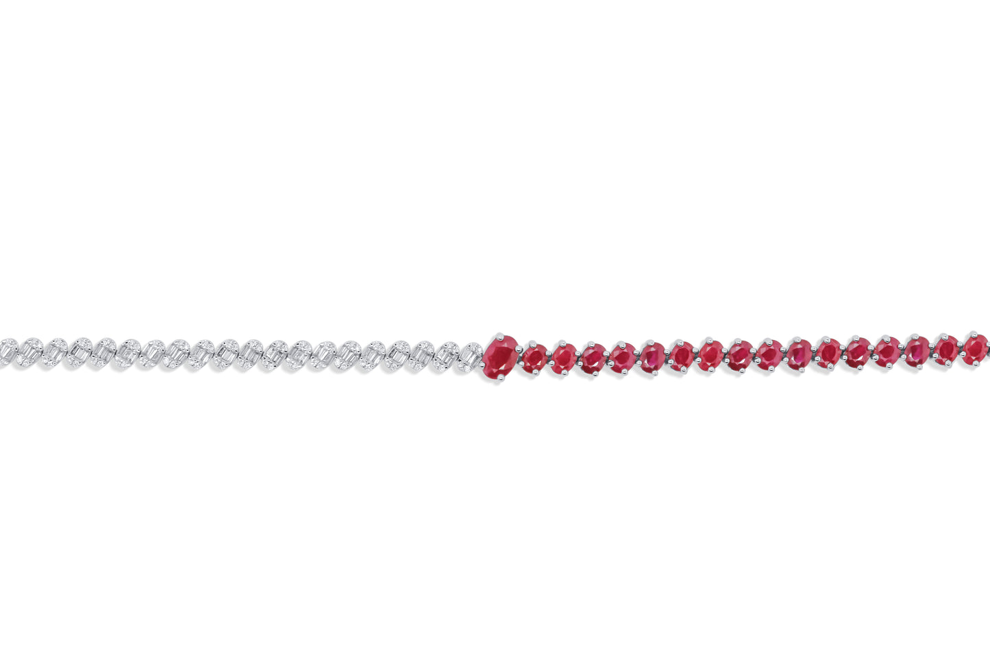 Half Diamond and Ruby Tennis Bracelet