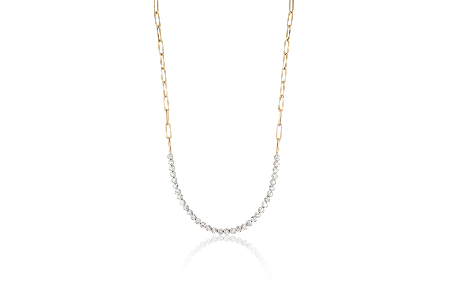 Diamond Paperclip Tennis Necklace