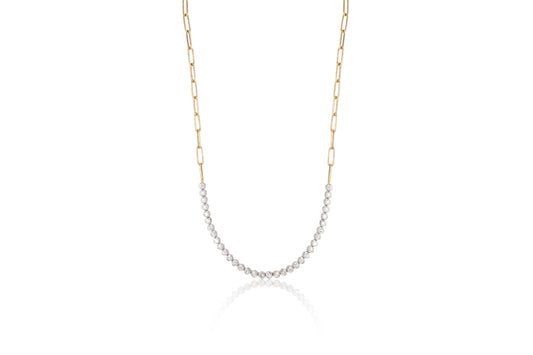 Diamond Paperclip Tennis Necklace