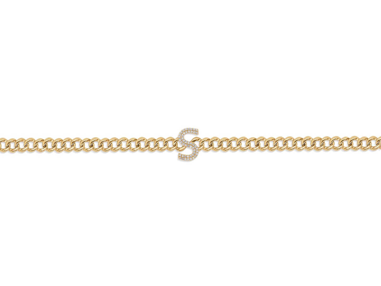 S Diamond Initial Bracelet