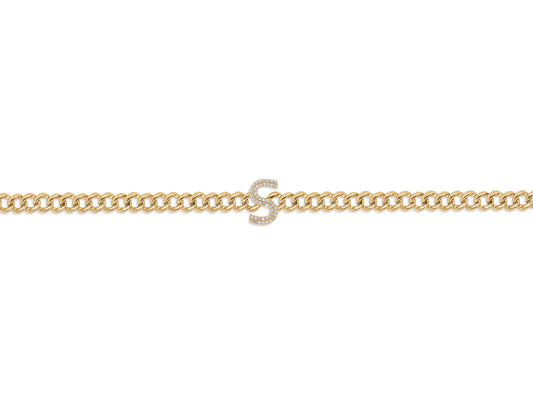 S Diamond Initial Bracelet