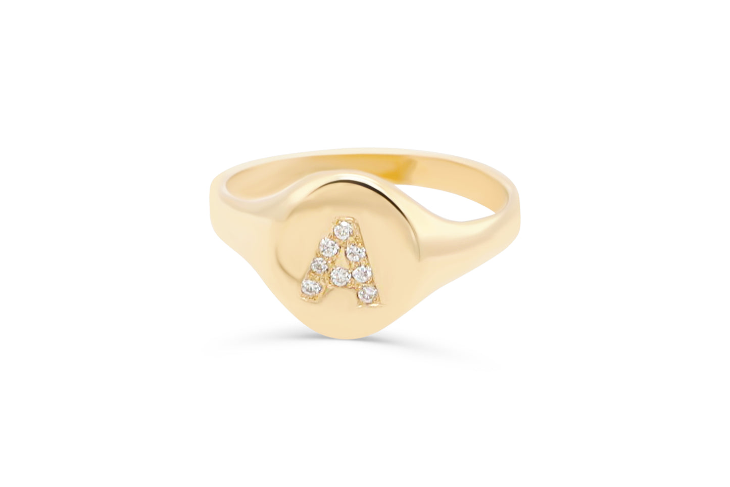 "A" Initial Signet Pinky Ring