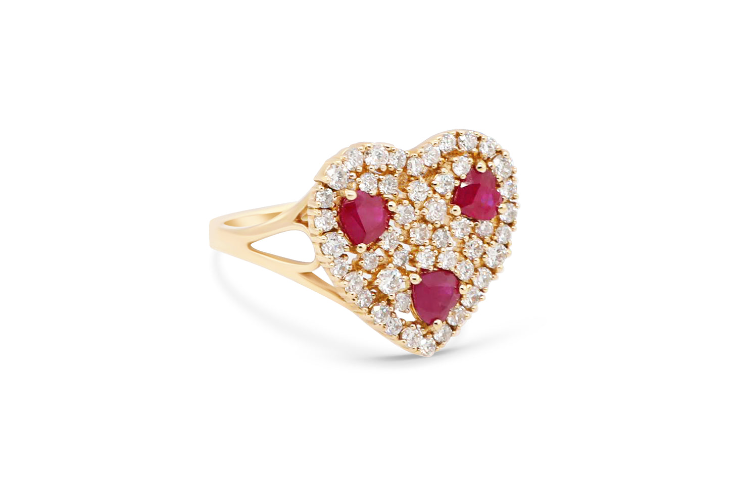 Ruby and Diamond Heart Ring