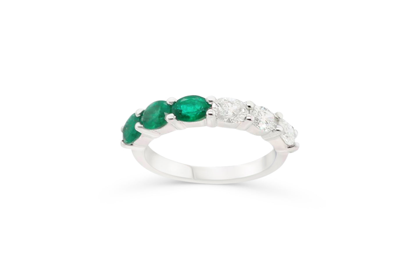 Half Emerald Half Diamond Ring