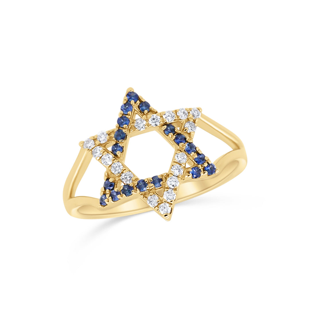 Yellow Gold Two Tone Israeli Star Ring