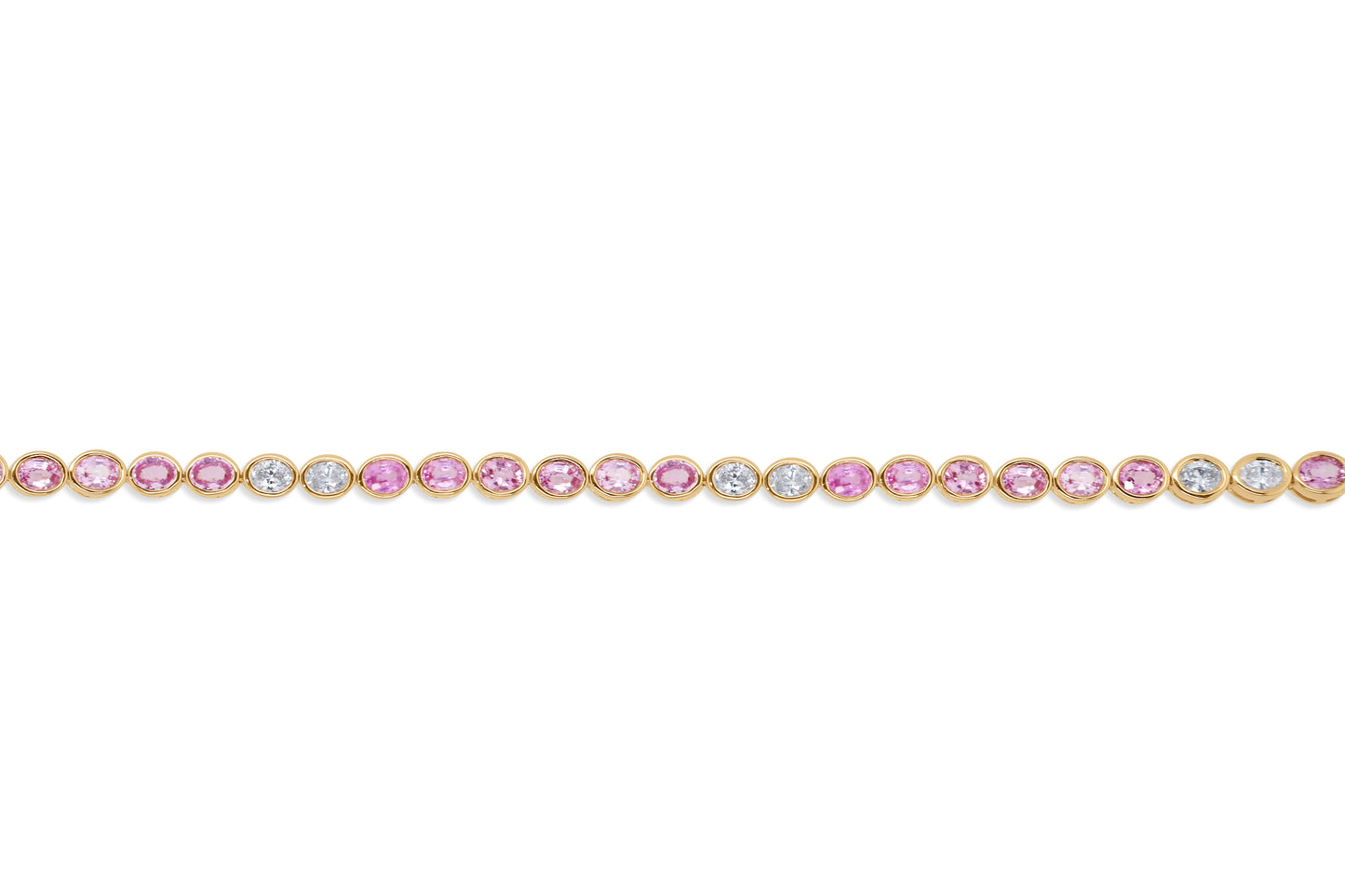 Pink Sapphire and Diamond Oval Tennis Bracelet