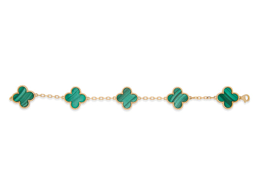 Mother Of Pearl Green Clover Bracelet