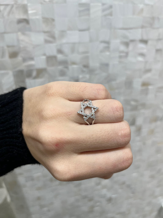 White Gold Israeli Star Ring