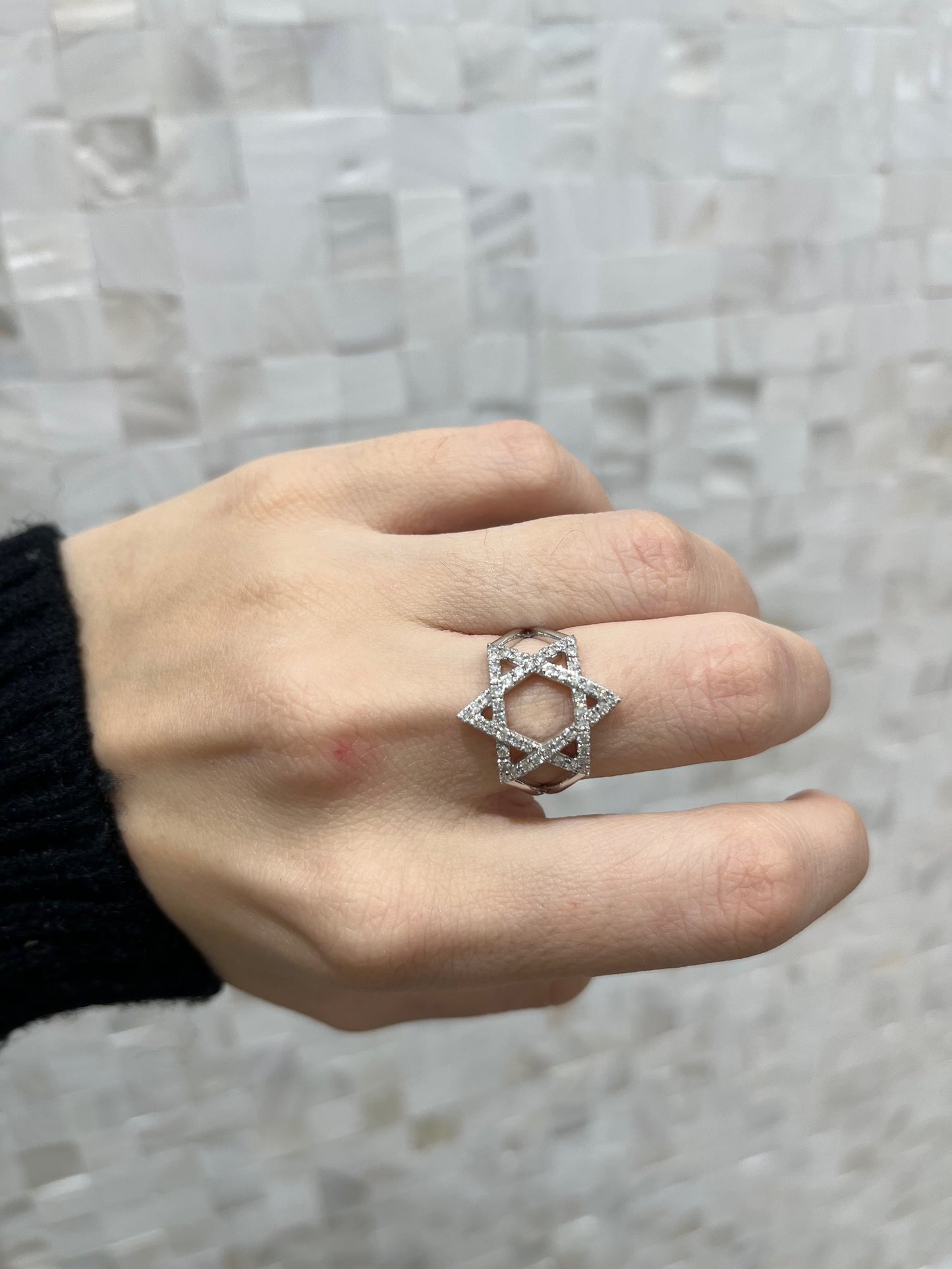 White Gold Israeli Star Ring