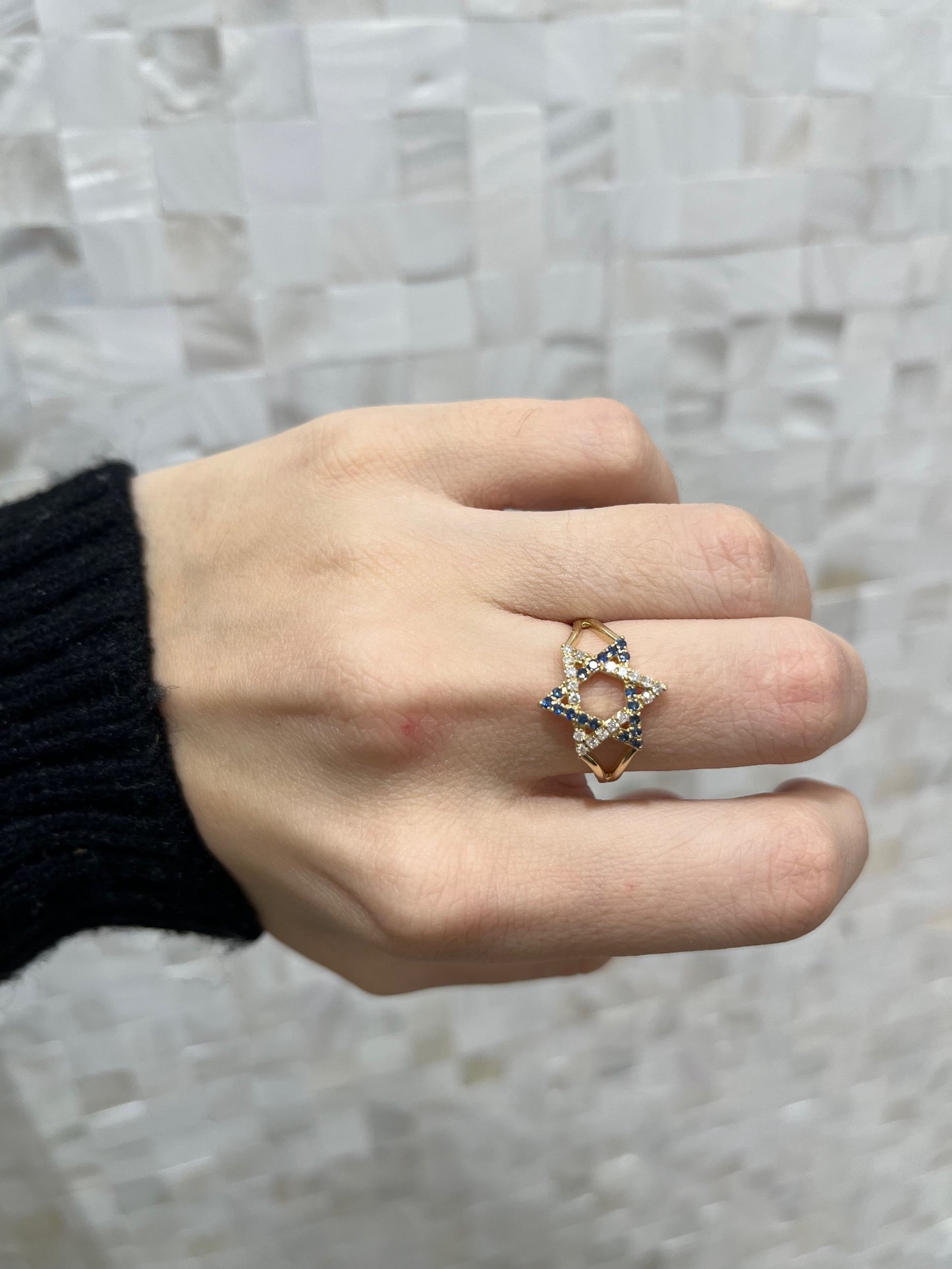 Yellow Gold Two Tone Israeli Star Ring