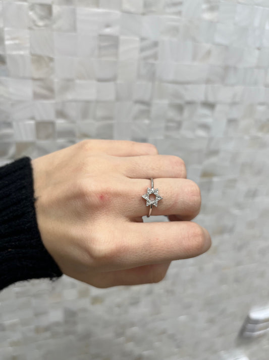 White Gold Israeli Star Ring