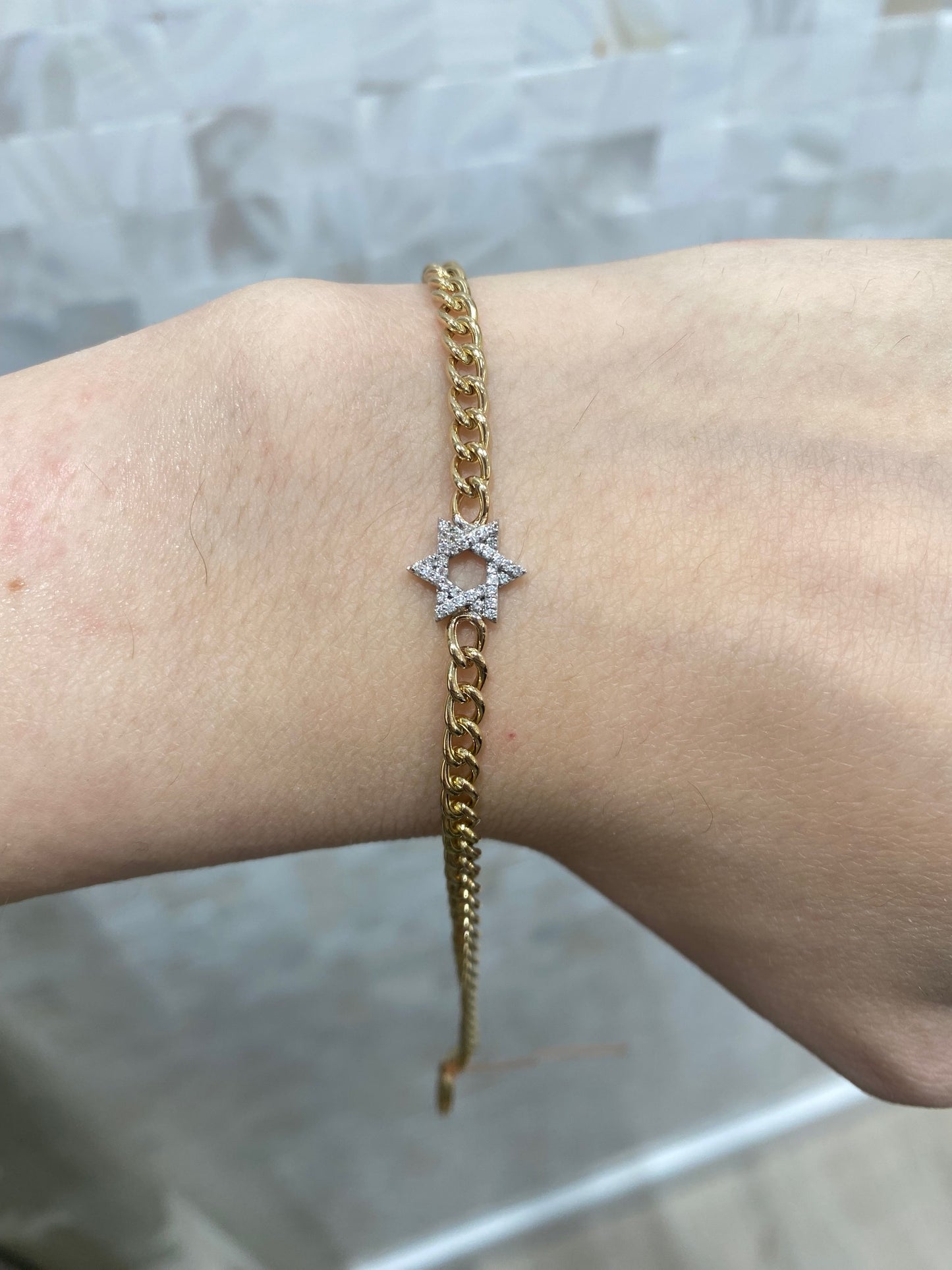 Yellow Gold and Diamond Israeli Star Bracelet