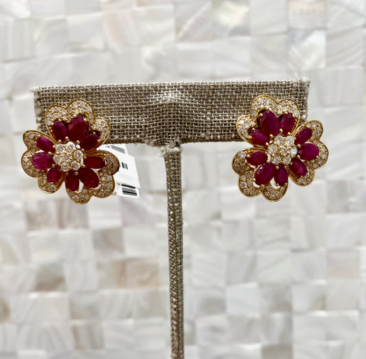 Shirley Ruby Flower Earring