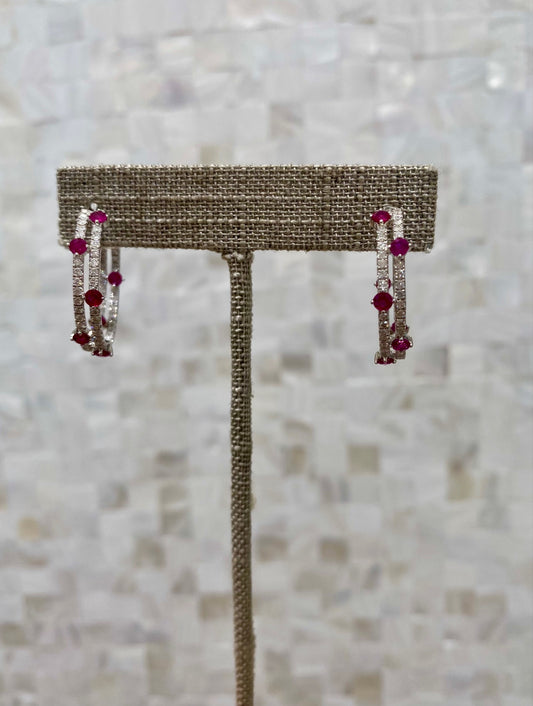 Evelyn Ruby Hoop Earrings