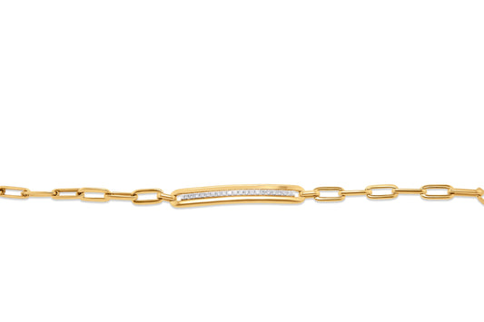 Gold Diamond ID Bar Bracelet